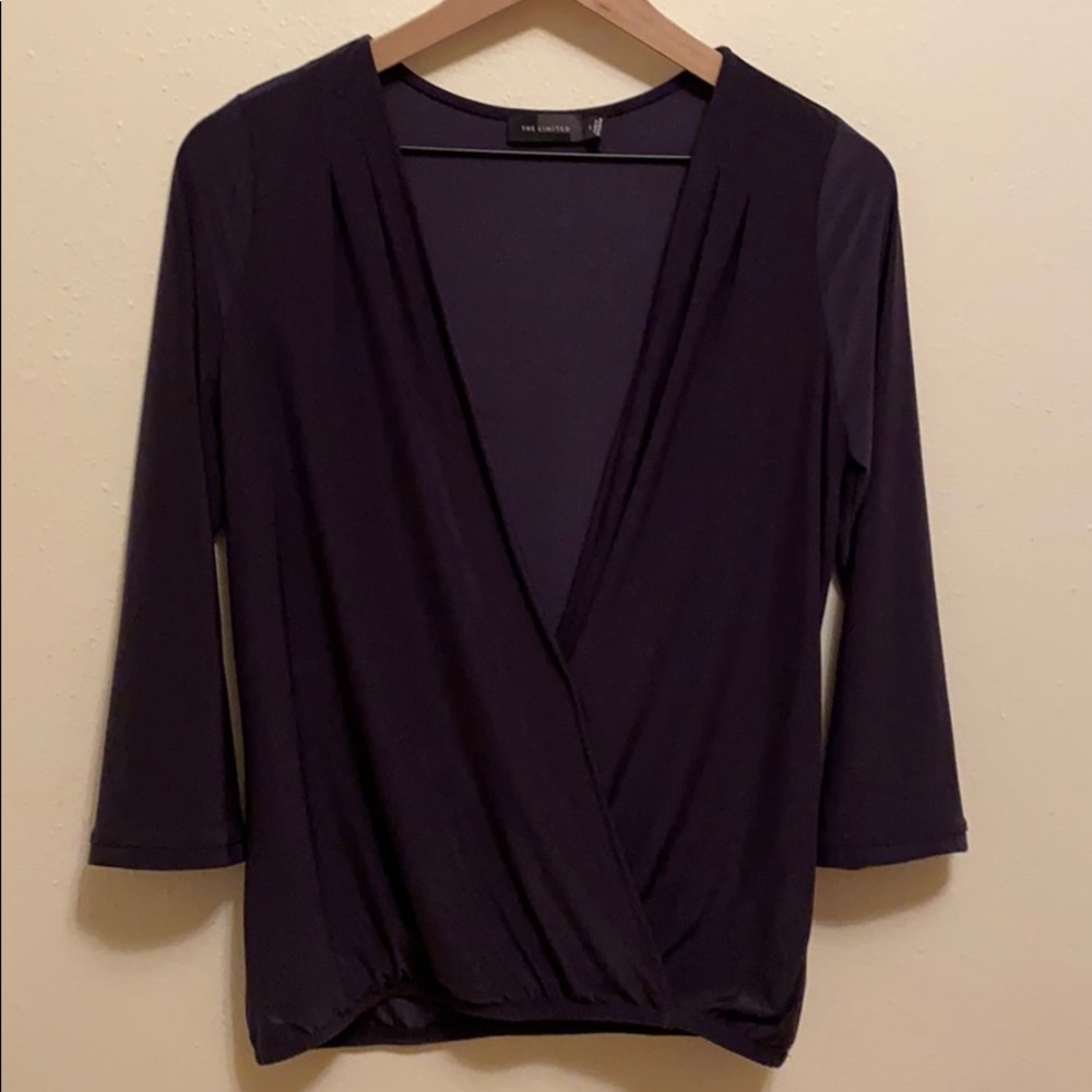🔥SALE The Limited Navy Blue Deep V-Neck Blouse